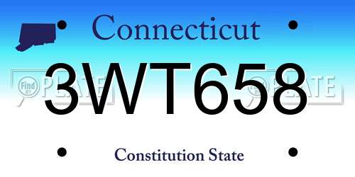 3WT658 Connecticut License Plate