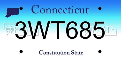 3WT685 Connecticut License Plate