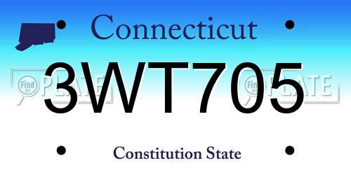 3WT705 Connecticut License Plate