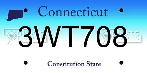 3WT708 Connecticut License Plate