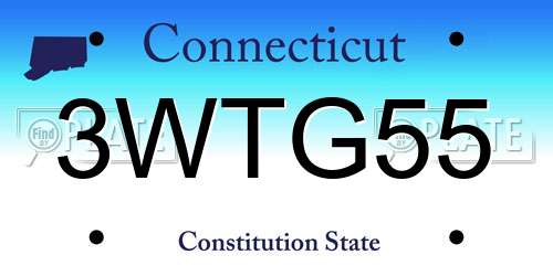 3WTG55 Connecticut License Plate