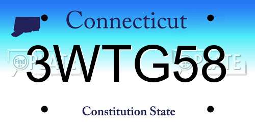 3WTG58 Connecticut License Plate