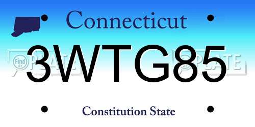 3WTG85 Connecticut License Plate