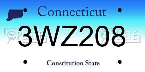 3WZ208 Connecticut License Plate