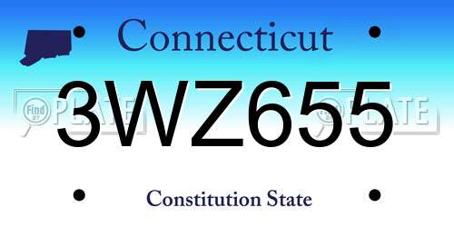 3WZ655 Connecticut License Plate