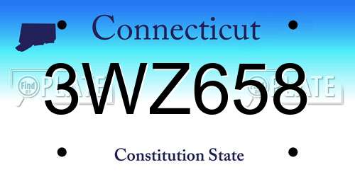 3WZ658 Connecticut License Plate