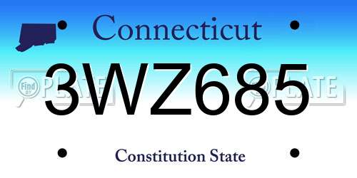 3WZ685 Connecticut License Plate