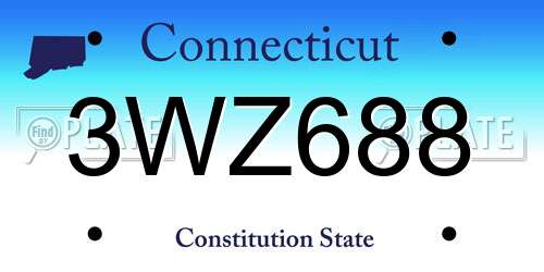 3WZ688 Connecticut License Plate