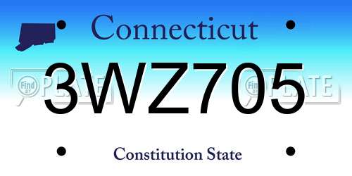3WZ705 Connecticut License Plate