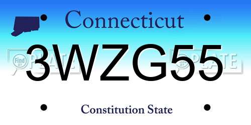 3WZG55 Connecticut License Plate