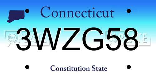 3WZG58 Connecticut License Plate