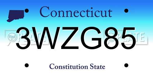 3WZG85 Connecticut License Plate