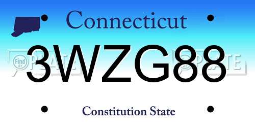 3WZG88 Connecticut License Plate