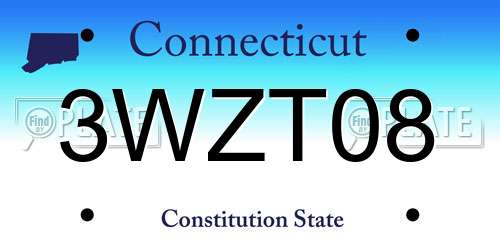 3WZT08 Connecticut License Plate