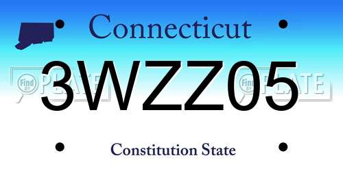 3WZZ05 Connecticut License Plate