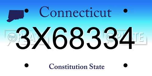 3X68334 Connecticut License Plate