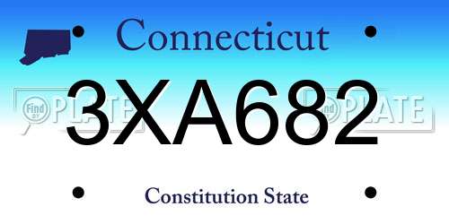 3XA682 Connecticut License Plate