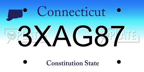 3XAG87 Connecticut License Plate
