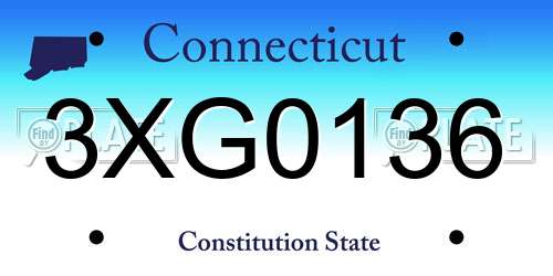 3XG0136 Connecticut License Plate