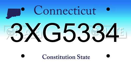 3XG5334 Connecticut License Plate