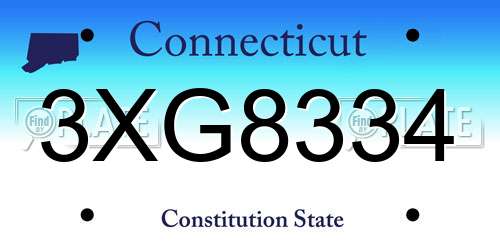 3XG8334 Connecticut License Plate