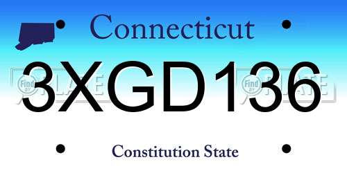 3XGD136 Connecticut License Plate