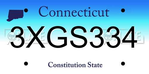 3XGS334 Connecticut License Plate