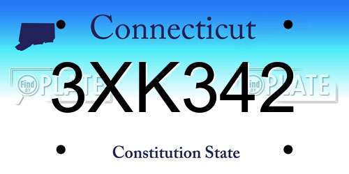 3XK342 Connecticut License Plate
