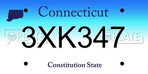 3XK347 Connecticut License Plate