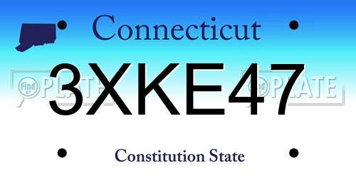 3XKE47 Connecticut License Plate