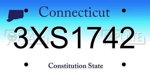 3XS1742 Connecticut License Plate