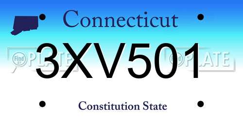 3XV501 Connecticut License Plate