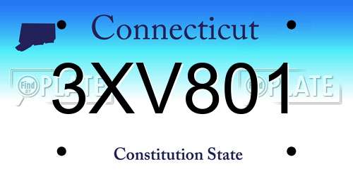 3XV801 Connecticut License Plate