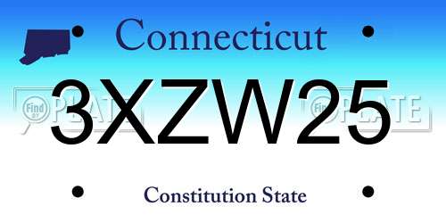 3XZW25 Connecticut License Plate