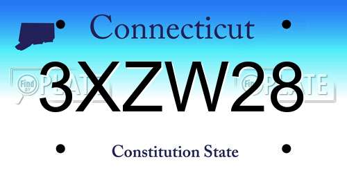 3XZW28 Connecticut License Plate
