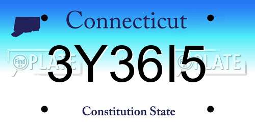3Y36I5 Connecticut License Plate