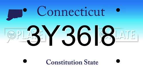 3Y36I8 Connecticut License Plate