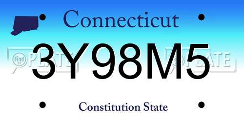 3Y98M5 Connecticut License Plate