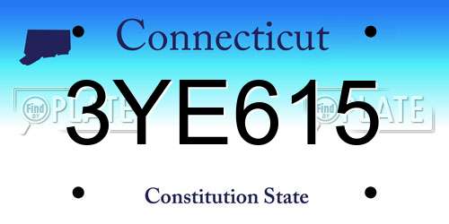3YE615 Connecticut License Plate