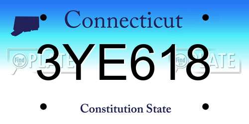 3YE618 Connecticut License Plate