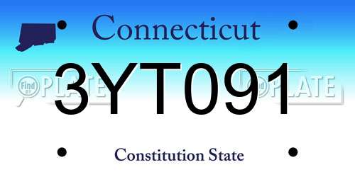 3YT091 Connecticut License Plate