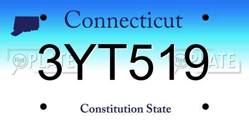 3YT519 Connecticut License Plate