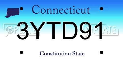 3YTD91 Connecticut License Plate