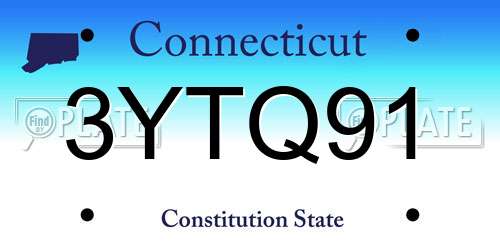 3YTQ91 Connecticut License Plate