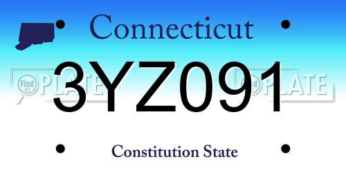 3YZ091 Connecticut License Plate