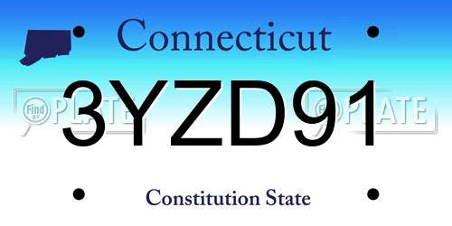 3YZD91 Connecticut License Plate