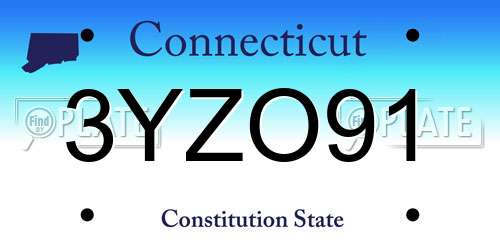3YZO91 Connecticut License Plate