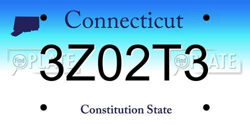 3Z02T3 Connecticut License Plate