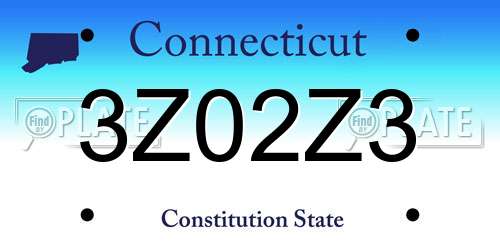 3Z02Z3 Connecticut License Plate