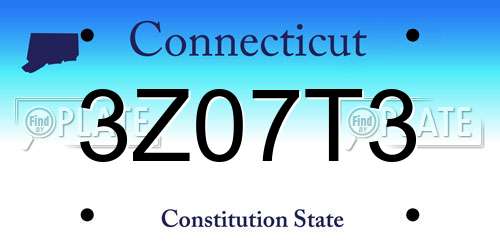 3Z07T3 Connecticut License Plate